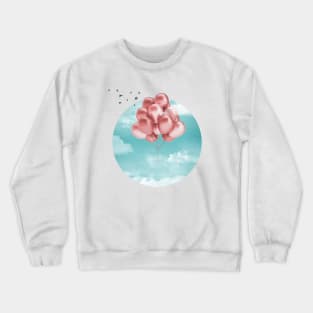 Red Balloons Teal Sky Crewneck Sweatshirt